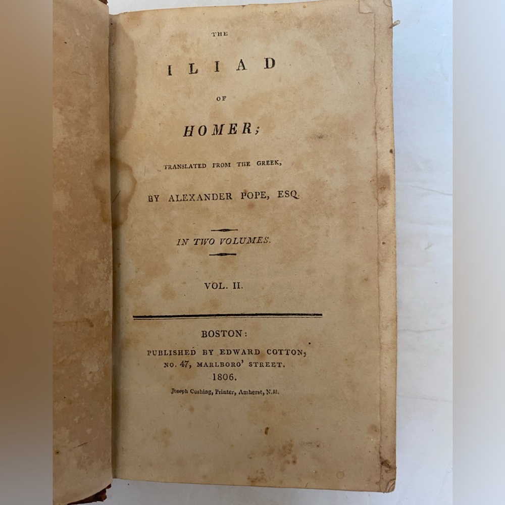 The ILIAD Of HOMER Vol. II 1806